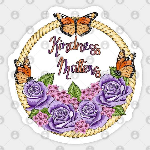 Kindness Matters - Roses And Hydrangea Sticker by Designoholic